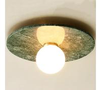 G9 Light Source Ceiling Light Fixture, Hallway Ceiling Light with Copper Base and Marble Lampshade, Modern Simple Style Porch Light Fixtures Semi Flush Moun/White/11.8Inch (Green 11.8Inch)