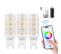 G9 Smart LED WiFi RGBCW Light Bulbs, Compatible with Alexa/Google Home, Multi-Colour, Dimmable, 2700K-6500K, AC 230V 4W, 400LM Brightness Adjustable from 1% to 100%, with Musical Rhythm LED Bulb, 3