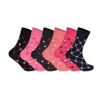 GA COMMUNICATIONS 3,6 & 12 Pairs Of Ladies Non Elastic Loose Top Diabetic Socks, Breathable Plain Rainbow Striped Floral Patterned Multipack Women Cotton Rich Socks UK Size 4-7 (6 Pairs Design J)