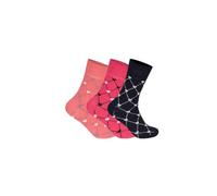 GA COMMUNICATIONS 3,6 & 12 Pairs Of Ladies Non Elastic Loose Top Diabetic Socks, Breathable Plain Rainbow Striped Floral Patterned Multipack Women Cotton Rich Socks UK Size 4-7 (3 Pairs Design J)