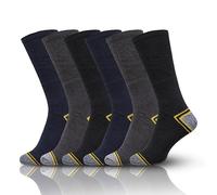 GA COMMUNICATIONS 5/10/15/20/30 Pairs of Men's Work Socks Heavy Duty Anti-Bacterial Treated size covering Uk Mens 6-11 (UK, Numeric, 6, 11, Regular, Regular, 5, Black/Yellow)