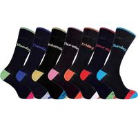 GA COMMUNICATIONS 7 Pairs Mens Socks Days Of The Week Socks Men, Multicoloured Rich Cotton Casual, Sports, Everyday Weekday Sock Size 6-11 (Design 1)