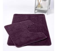 GA COMMUNICATIONS Bathroom Mat Sets 2 Piece Non Slip Washable Microfiber Bath Mat Pedestal Set, Super Soft Toilet Rugs Extra Absorbent Bath Mat 50 x 80cm (Purple)