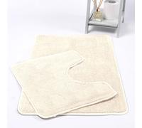 GA COMMUNICATIONS Bathroom Mat Sets 2 Piece Non Slip Washable Microfiber Bath Mat Pedestal Set, Super Soft Toilet Rugs Extra Absorbent Bath Mat 50 x 80cm (Cream)