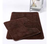 GA COMMUNICATIONS Bathroom Mat Sets 2 Piece Non Slip Washable Microfiber Bath Mat Pedestal Set, Super Soft Toilet Rugs Extra Absorbent Bath Mat 50 x 80cm (Brown)