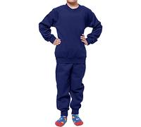 GA COMMUNICATIONS Boys Kids Kids PE Fleece Tracksuits | Tracksuit Set Plain Sweat Shirts Jogging bottoms Sweatpants | Sports Activewear Set Girls Boys Children Age 2-14 Years (Navy 2-3 Years)