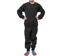 GA COMMUNICATIONS Boys Kids Kids PE Fleece Tracksuits | Tracksuit Set Plain Sweat Shirts Jogging bottoms Sweatpants | Sports Activewear Set Girls Boys Children Age 2-14 Years (Black 7-8 Years)