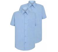 GA COMMUNICATIONS Boys School Shirt Short Sleeve Long Sleeve in Blue & Sky Blue Colour Polycotton Button-Down Shirts Formal Uniform Dress[Sky Blue,12" Collar]