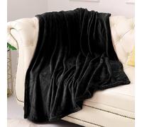 GA COMMUNICATIONS®Fleece Throw Blanket Black - Versatile Soft Warm King Size Blanket Fluffy Extra Large Throws for Bed, Cozy Solid Flannel Blanket for Sofa Couch, 200x240cm Black
