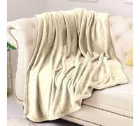 GA COMMUNICATIONS®Fleece Throw Blanket Cream - Versatile Soft Warm King Size Blanket Fluffy Extra Large Throws for Bed, Cozy Solid Flannel Blanket for Sofa Couch, 200x240cm Cream