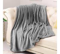 GA COMMUNICATIONS®Fleece Throw Blanket Grey - Versatile Soft Warm King Size Blanket Fluffy Extra Large Throws for Bed, Cozy Solid Flannel Blanket for Sofa Couch, 200x240cm Grey