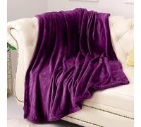 GA COMMUNICATIONS®Fleece Throw Blanket Purple - Versatile Soft Warm King Size Blanket Fluffy Extra Large Throws for Bed, Cozy Solid Flannel Blanket for Sofa Couch, 200x240cm Purple