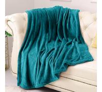 GA COMMUNICATIONS®Fleece Throw Blanket Turq - Versatile Soft Warm Single Size Blanket Fluffy Throws for Bed, Cozy Solid Flannel Blanket for Sofa Couch, 127x150cm Turq