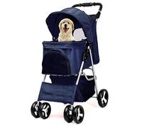 GA COMMUNICATIONS Foldable Pet Stroller for Small Dog, Dogs Pram with Storage Basket Cup Holder, Cats Dogs Pushchair, Pet Pram for Small Medium Dogs, Cat Dog Puppies Buggy Dark Blue