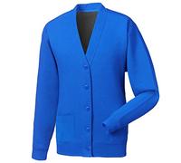 GA COMMUNICATIONS Girls Boys School Uniform Cardigan Toddler Front Button Fastening Hand Pocket Kids Jumper Winter Classic V-Neck Ribbed Cuffs Age 2-14[Blue,5-6 Year]
