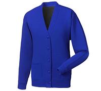 GA COMMUNICATIONS Girls Boys School Uniform Cardigan Toddler Front Button Fastening Hand Pocket Kids Jumper Winter Classic V-Neck Ribbed Cuffs Age 2-14[Royal Blue,5-6 Year]