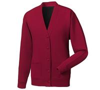 GA COMMUNICATIONS Girls Boys School Uniform Cardigan Toddler Front Button Fastening Hand Pocket Kids Jumper Winter Classic V-Neck Ribbed Cuffs Age 2-14[Maroon,3-4 Year]