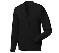 GA COMMUNICATIONS Girls Boys School Uniform Cardigan Toddler Front Button Fastening Hand Pocket Kids Jumper Winter Classic V-Neck Ribbed Cuffs Age 2-14[Black,11-12 Year]