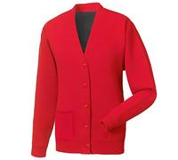 GA COMMUNICATIONS Girls Boys School Uniform Cardigan Toddler Front Button Fastening Hand Pocket Kids Jumper Winter Classic V-Neck Ribbed Cuffs Age 2-14[Red,9-10 Year]