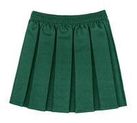 GA COMMUNICATIONS Girls Kids School Uniform Box Pleated Elasticated Waist Skirt Age 2-18 Years[Bottle Green,13-14 Year]