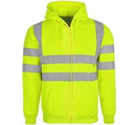 GA COMMUNICATIONS HI HIGH VIZ Hoodie TOP Safety Hooded Sweatshirt EN471 Reflective Tape Security[Yellow,XL]