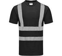 GA COMMUNICATIONS Hi Vis Viz T Shirt High Visibility Reflective Tape Worker Safety Security Tops[Black,4XL]