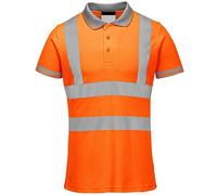 GA COMMUNICATIONS HI VIZ Visibility Polo T Shirt Reflective Tape Safety HIGH VIS Security Work TOP[Orange Grey Cuff & Collar,5XL]
