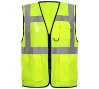 GA Communications HIGH VIS VIZ VISIBILITY VEST WORK FRONT ZIP UP FASTENING WAISTCOAT ID POCKETS REFLECTIVE TAPE SAFETY SECURITY TOPS[Yellow,2XL]