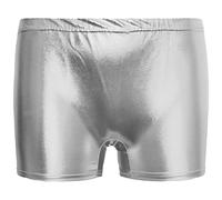 GA Communications Kids Girls Shinny HOT Pants Wet Look PU Mini Metallic Shorts Gym Dance Fancy[Silver,9-10 Years]