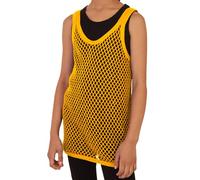 GA COMMUNICATIONS Kids Unisex 100% Cotton Club Star Mesh Fishnet String Vest for Childrens Boys Girls (Golden, 11-12 Years)