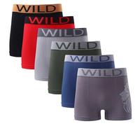 GA COMMUNICATIONS Men’s Wild Seamless Boxer Shorts with Elastic Waistband, Super Soft Stretchy Comfortable Men Breathable Multipack Mid Waist Trunks Wild Underwear UK Size S-XL, Wild Pack Of 3 - S