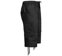 GA COMMUNICATIONS Mens 3/4 Length Shorts with Multi Pocket Including Cargo Combat Pocket Elasticated Waist Shorts Summer Beach Holiday Active Sports Hunting Fishing Pants[Black,XL]