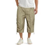 GA COMMUNICATIONS Mens 3/4 Length Shorts with Multi Pocket Including Cargo Combat Pocket Elasticated Waist Shorts Summer Beach Holiday Active Sports Hunting Fishing Pants[Beige,XXXL]