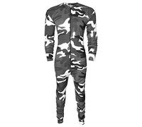 GA COMMUNICATIONS MENS CAMOUFLAGE ONESIE ALL IN ONE SET BASELAYER ZIP BODY JUMPSUIT SKI PLAYSUITS[White Camouflage,XL]
