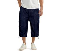GA COMMUNICATIONS Mens Camouflage Shorts Elasticated Waist 3/4 Cargo Combat Pocket Summer Trousers