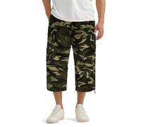 GA COMMUNICATIONS Mens Camouflage Shorts Elasticated Waist 3/4 Cargo Combat Pocket Summer Trousers