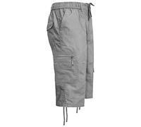 GA COMMUNICATIONS Mens Cargo Shorts 3/4 Length with Multi Pockets Including Combat Pocket Elasticated Waist Shorts Summer Beach Holiday Active Sports Hunting Fishing Pants[Grey,L]