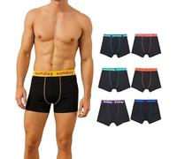 GA COMMUNICATIONS Mens Days Of The Week Boxer Shorts 7 Pack Comfort Fit Boxers Black Cotton Rich Stretch Men's Underwear Boxershort Trunks (UK, Alpha, L, Regular, Regular, Black)