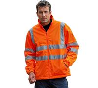 GA COMMUNICATIONS Mens Hi Vis Fleece Jacket, High Visibility Soft Warm Reflective Tape Water Resistant Safety Zipper Anti-Pill Top Windproof Workwear Builder Sizes Small To 3XL, (Orange-XXL)