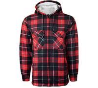 GA COMMUNICATIONS Mens Hooded Thermal Check Lumberjack Fur Fleece Lined Sherpa Jacket - Thermal Check Hoddie Casual Winter Warm Wear Padded Shirt (UK, Alpha, L, Regular, Regular, Redblack)