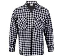 GA COMMUNICATIONS Mens Padded Shirts Lumberjack Flannel Check Jacket - Thick Quilted Work Wear Warm Thermal Fleece Fur Lined Top Casual Coat (Black-L)