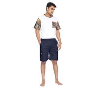 GA COMMUNICATIONS Mens Plain Shorts Elasticated Waist Cargo Combat Casual Multi Pockets Bottoms Summer Beach Cotton 6 Pockets Premium Pants Plus Size M L XL XXL 3XL 4XL 5XL 6XL[Navy,M]