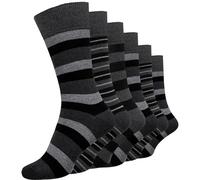 GA COMMUNICATIONS Mens Socks, Breathable Soft Grip Loose Top Non Elastic Socks, Patterned Rich Cotton Plain Heel & Toe Sock Everyday Casual Wear Size Uk 6-14 (Striped B&G Striped, 6 Pairs)