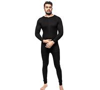 GA COMMUNICATIONS MENS THERMAL ONESIE ALL IN ONE UNDERWEAR SET BASELAYER ZIP BODY SUIT SKI S XXL[Black,M]