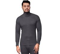 GA COMMUNICATIONS Men's Turtleneck Thermal Base Layer Top Long Sleeve Cotton Blend Shirt Charcoal Grey L