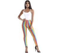 GA COMMUNICATIONS New Rainbow Striped NEON Leggings Ladies Girl Clown Gay Pride Carnival Accessory|LGBT Gay Festival Rainbow Stripes Skinny Leggings