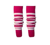 GA COMMUNICATIONS NEW WOMENS RAINBOW FLORESCENT STRIPE LEG WARMER 80'S TEEN FANCY DRESS DANCE WARE [Pink and White]