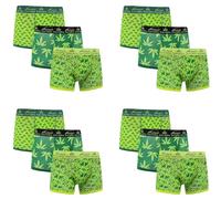 GA COMMUNICATIONS Pack of 3/6/12 Men's Weeds Leaves Cotton Boxers Stretch Underwear Trunks Multipack Shorts Hipster (UK, Alpha, L, Regular, Regular, 12, Green)