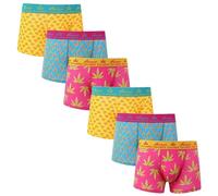 GA COMMUNICATIONS Pack of 3/6/12 Men's Weeds Leaves Cotton Boxers Stretch Underwear Trunks Multipack Shorts Hipster (UK, Alpha, L, Regular, Regular, 6, Yellow/Turq/Pink)
