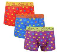 GA COMMUNICATIONS Pack of 3/6/12 Men's Weeds Leaves Cotton Boxers Stretch Underwear Trunks Multipack Shorts Hipster (UK, Alpha, L, Regular, Regular, 3, Red/Blue/Purple)